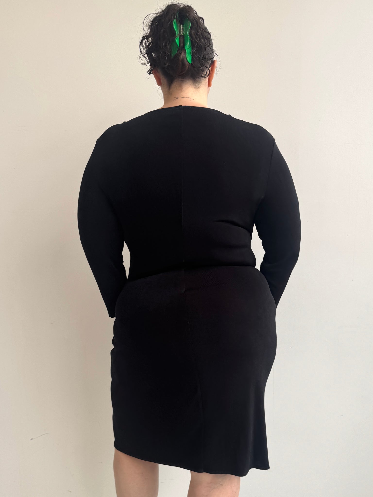 Vintage - Black Stretch Wrap Dress (1X-3X)