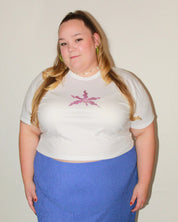 Laila Textiles - Wavy Orchid Cropped Tee (3X)