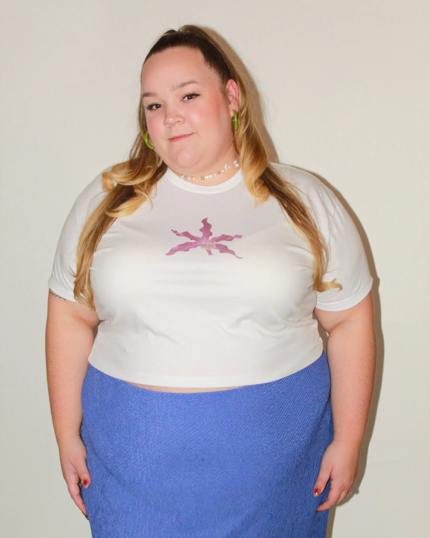 Laila Textiles - Wavy Orchid Cropped Tee (3X)