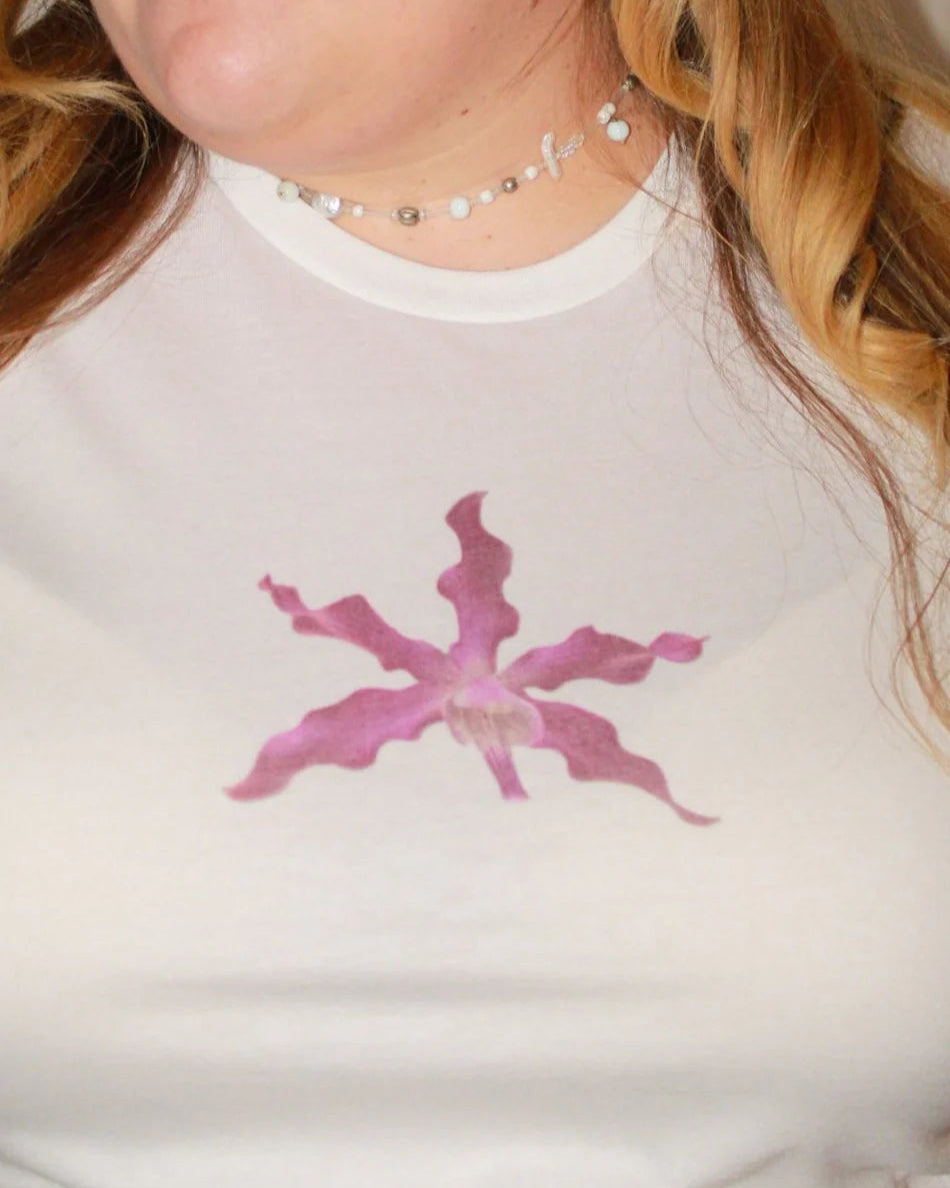 Laila Textiles - Wavy Orchid Cropped Tee (3X)