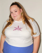 Laila Textiles - Wavy Orchid Cropped Tee (3X)