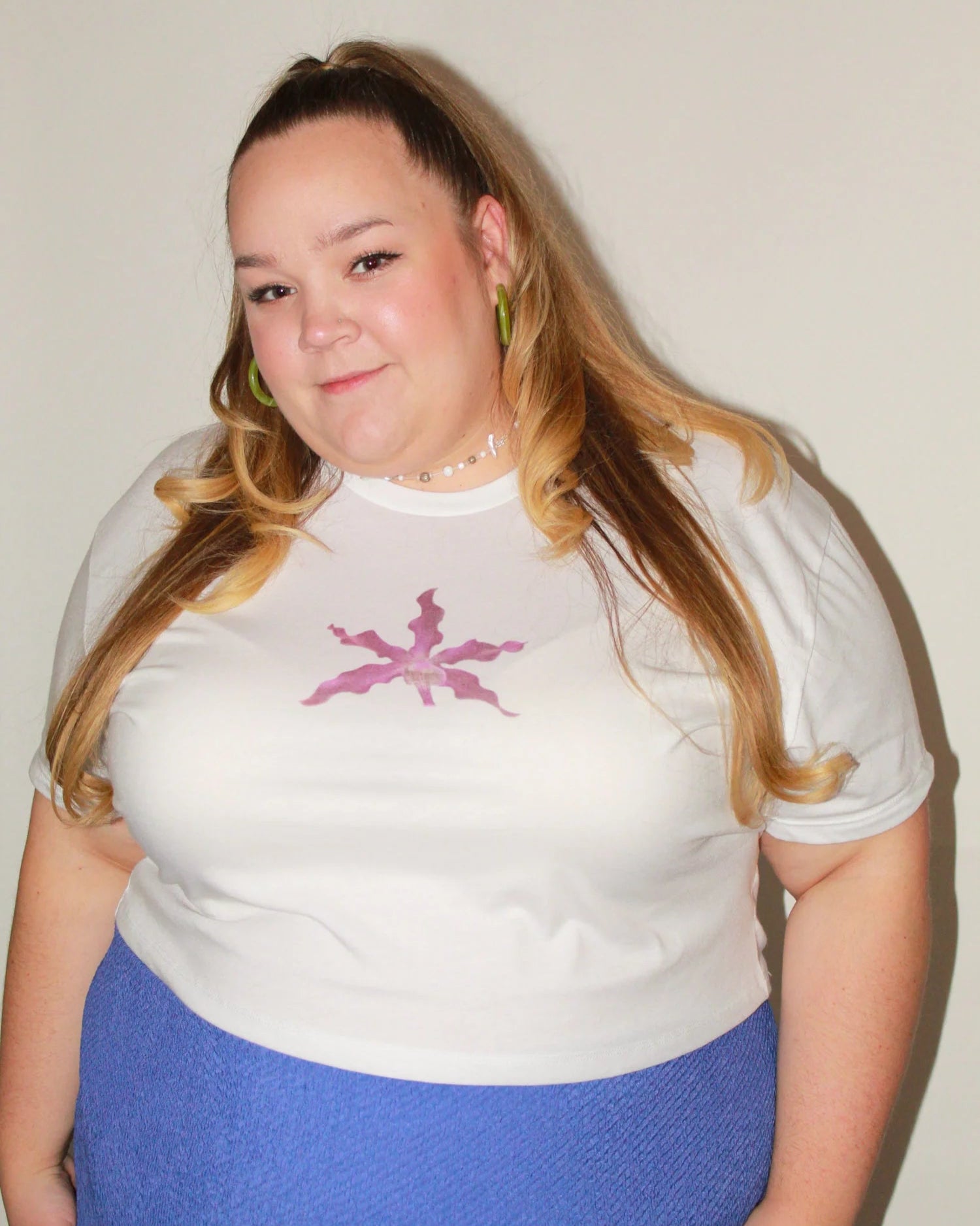 Laila Textiles - Wavy Orchid Cropped Tee (3X)