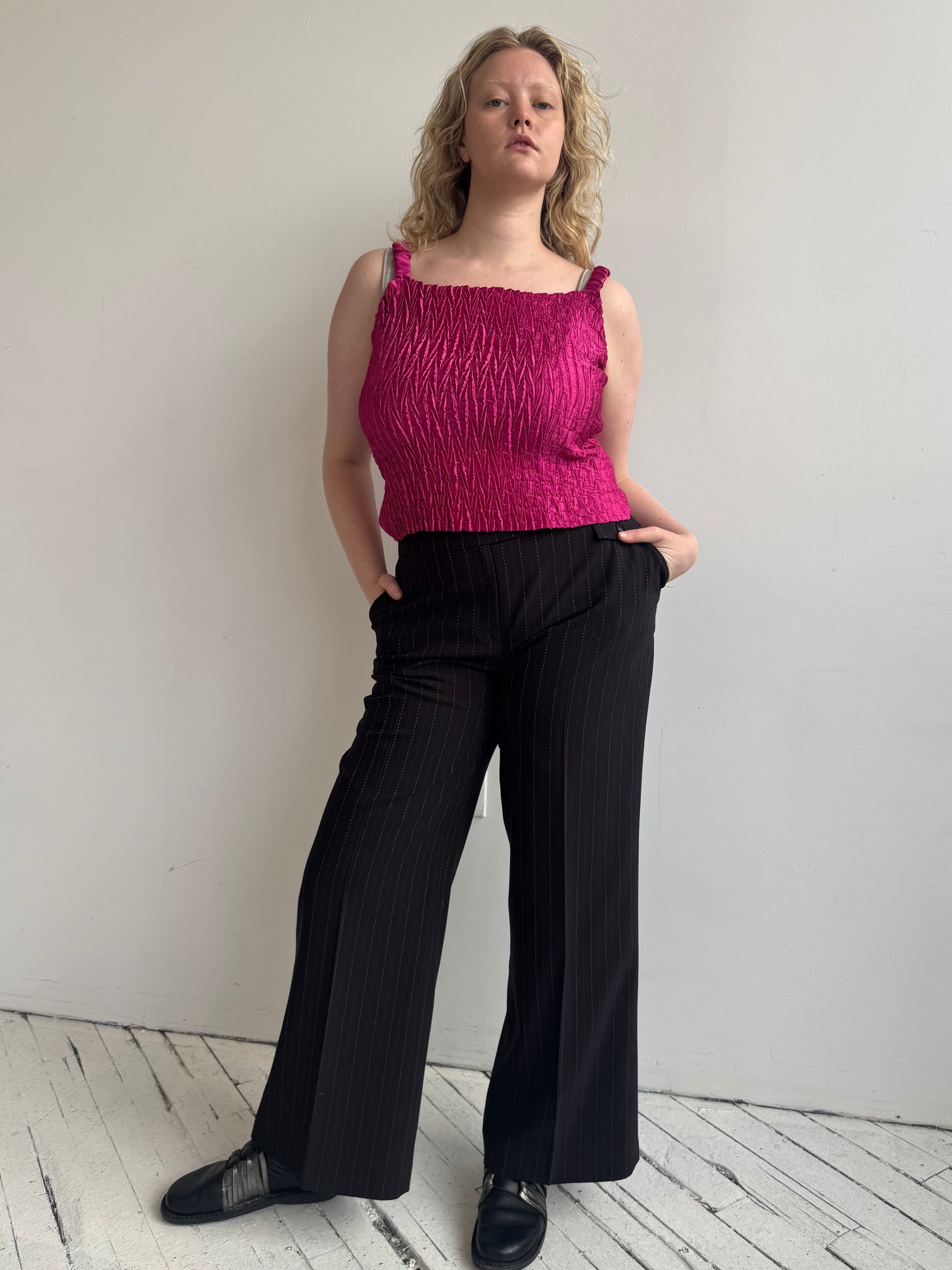 Vintage - Fuchsia Crinkle Tank (M-1X)