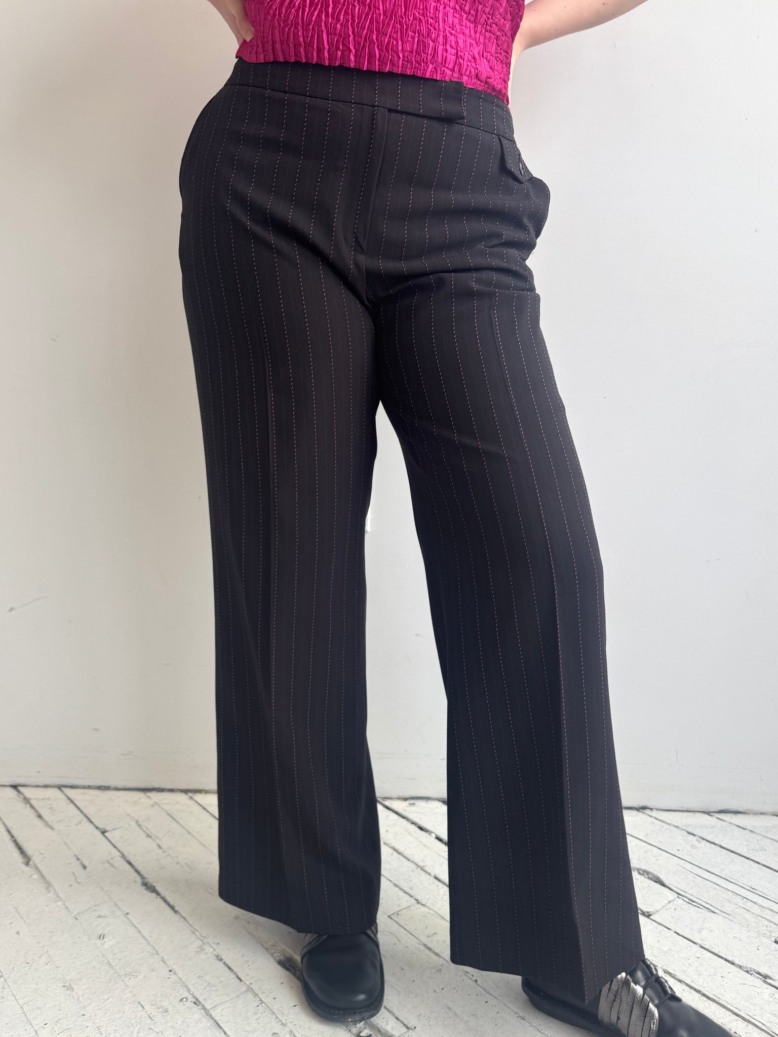 Vintage - Pink Pinstripe Trousers (XL)