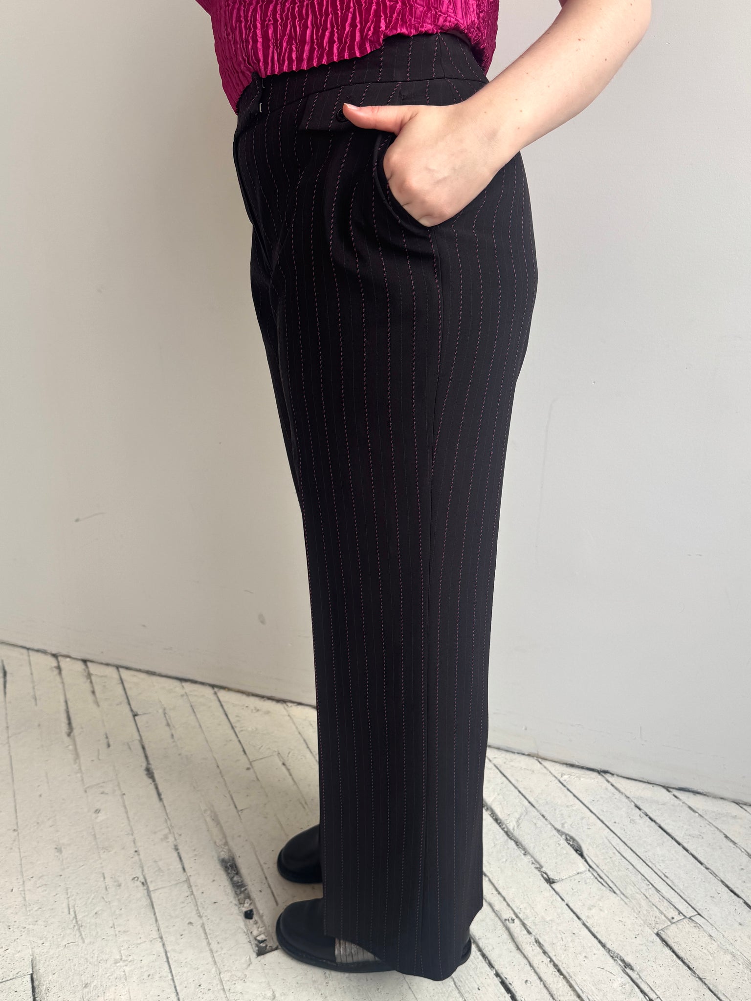 Vintage - Pink Pinstripe Trousers (XL)