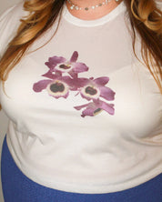 Laila Textiles - Purple Orchid Cropped Tee (3X)