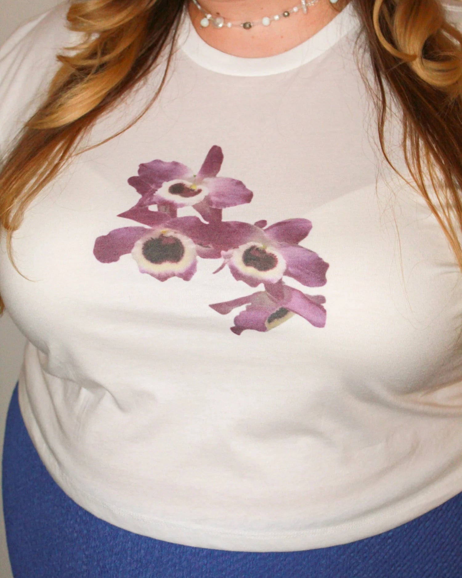 Laila Textiles - Purple Orchid Cropped Tee (3X)