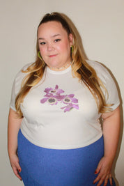 Laila Textiles - Purple Orchid Cropped Tee (3X)