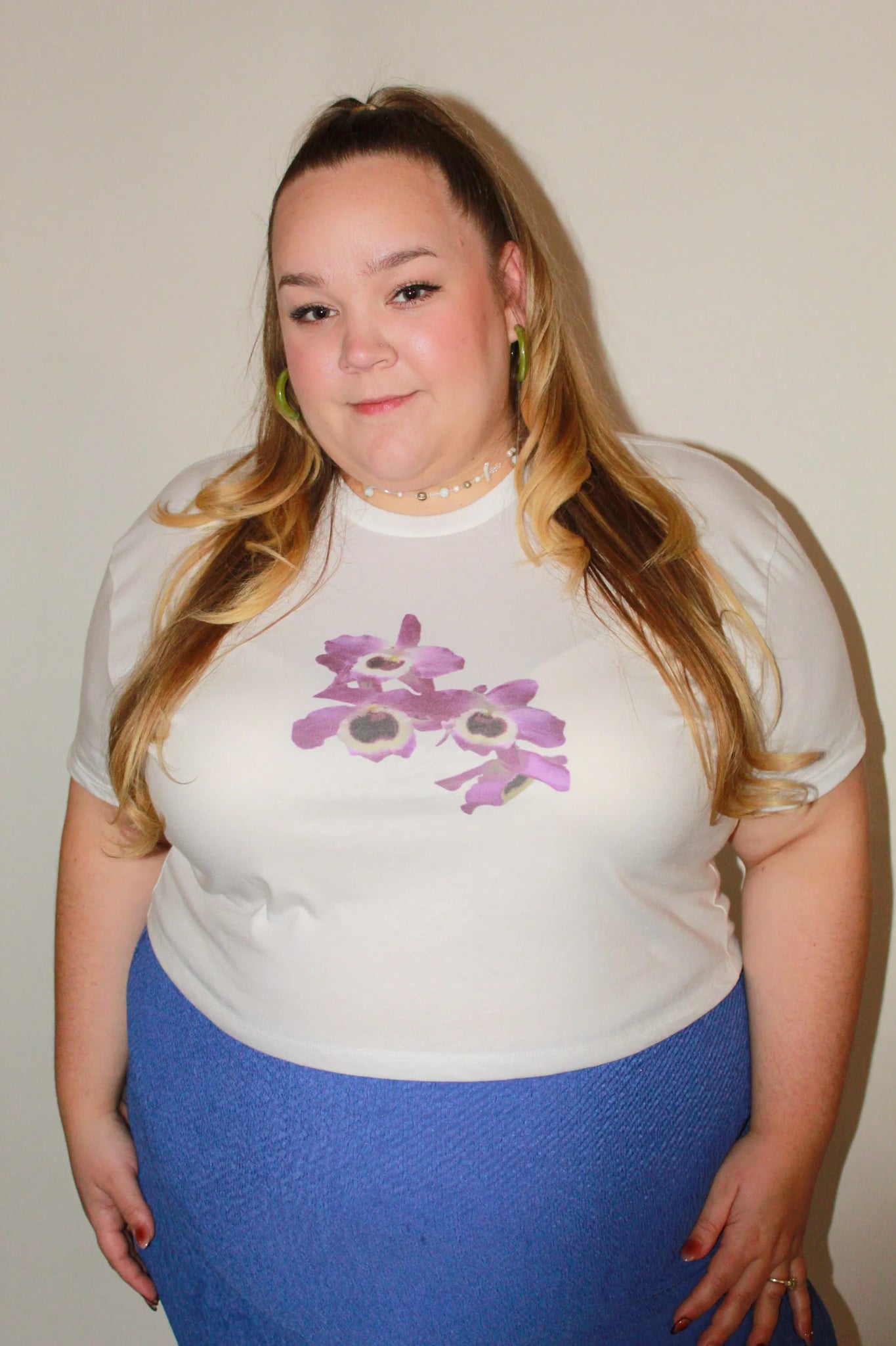 Laila Textiles - Purple Orchid Cropped Tee (3X)