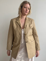 Vintage - Beige Leather Jacket (XL)