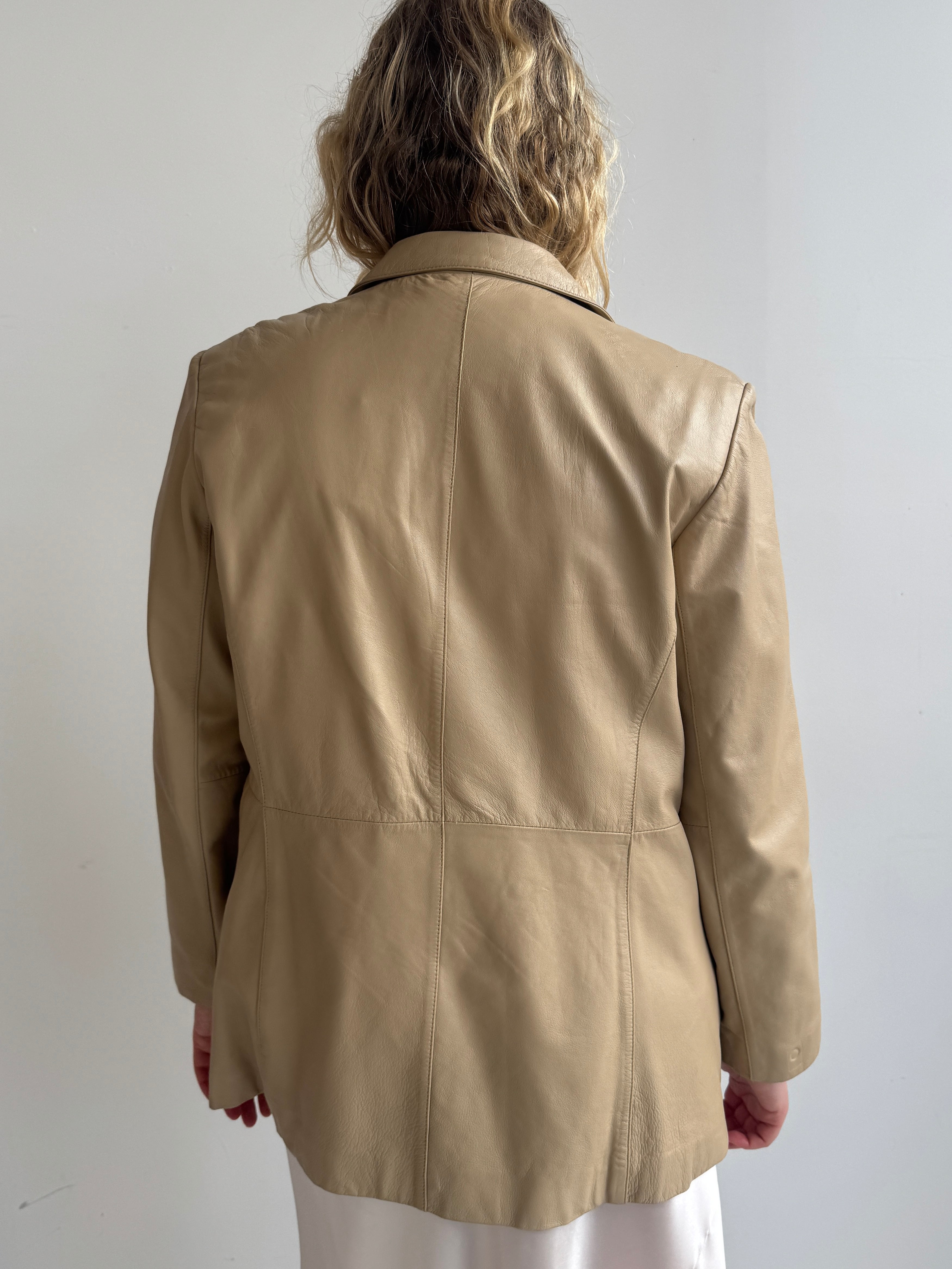 Vintage - Beige Leather Jacket (XL)