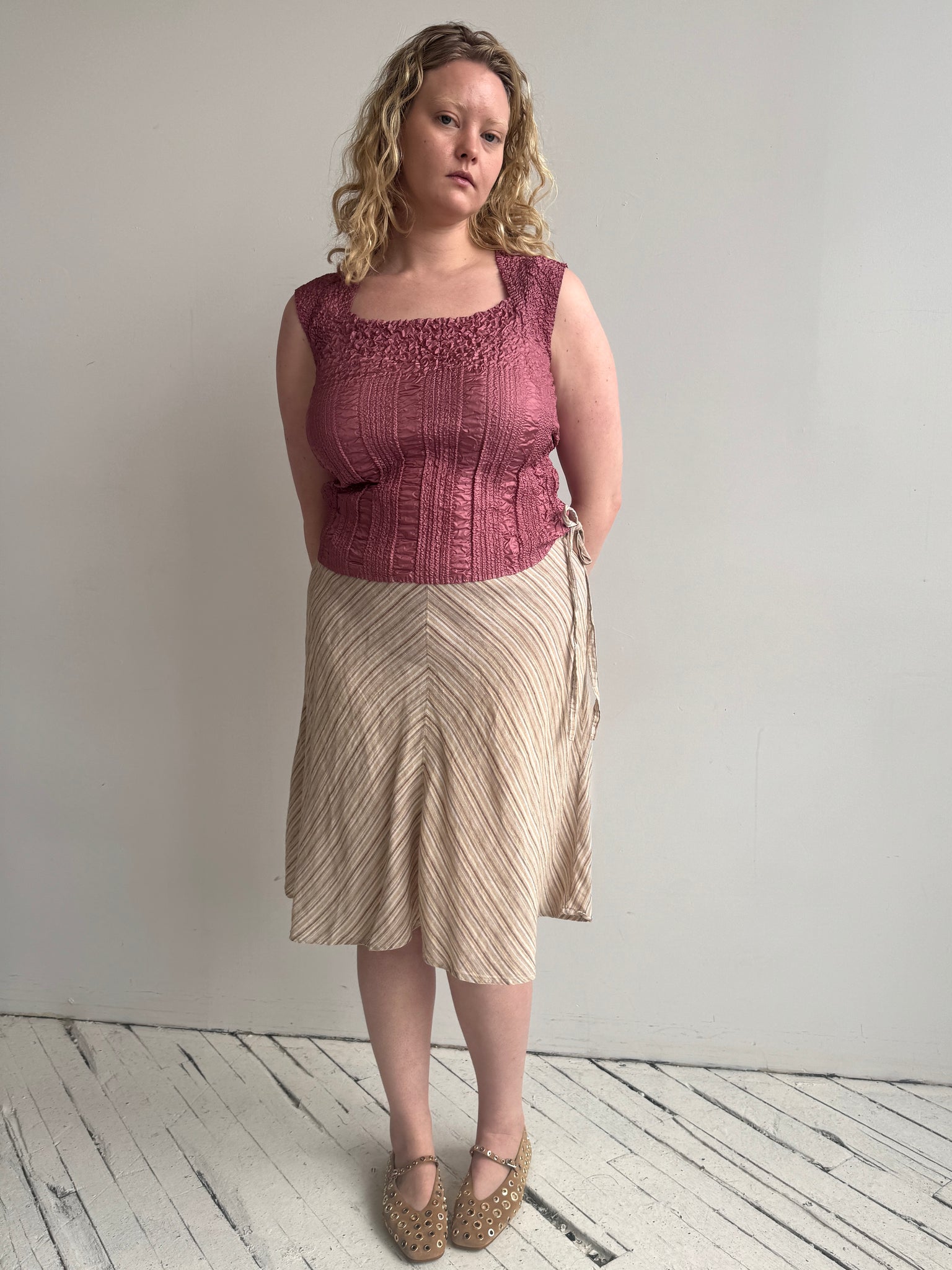 Vintage - Striped Linen Skirt (XL)