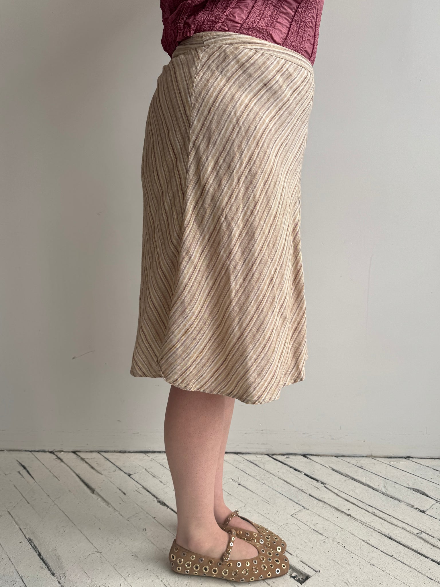 Vintage - Striped Linen Skirt (XL)