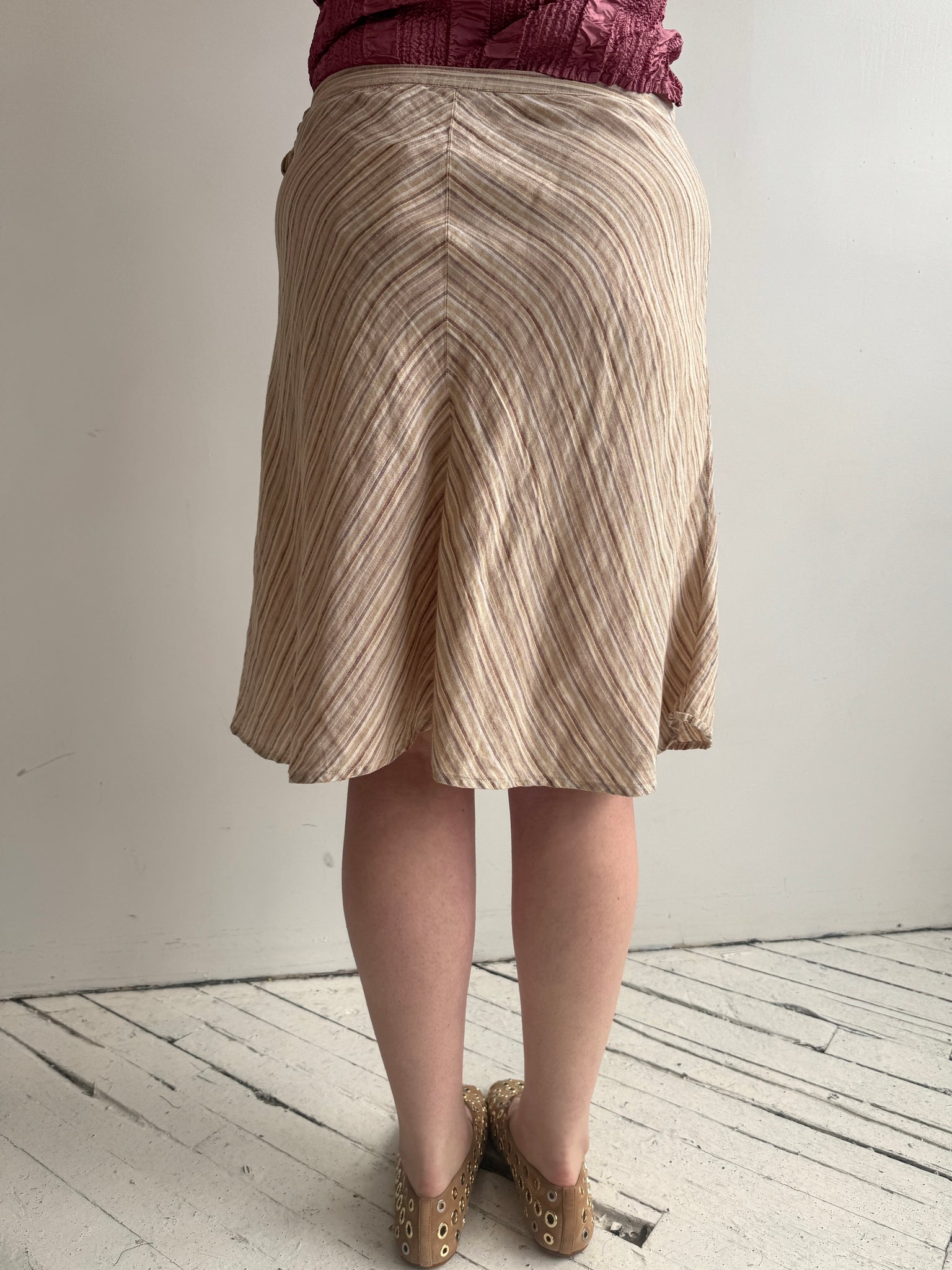 Vintage - Striped Linen Skirt (XL)