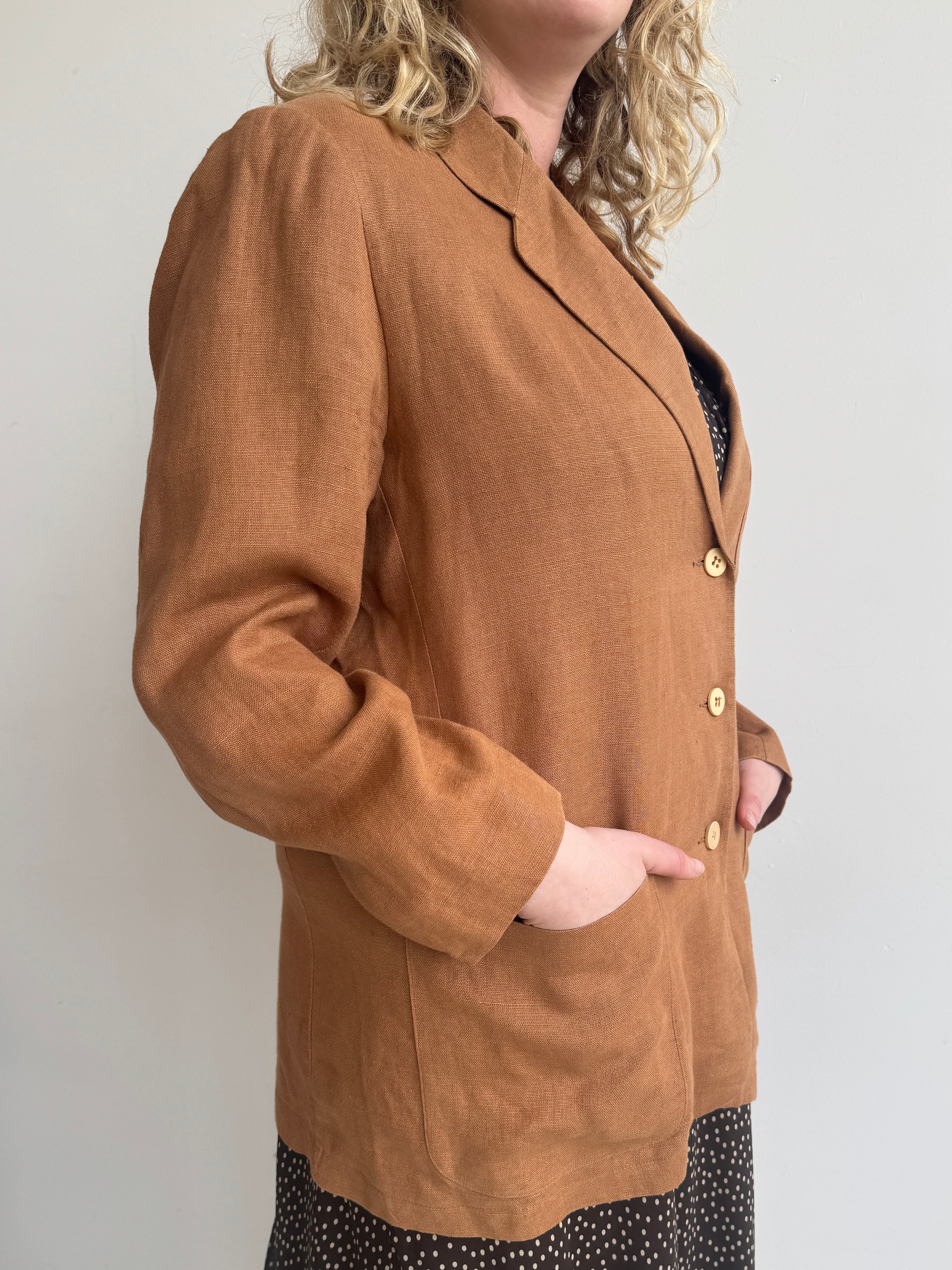 Vintage - Brown Linen Blazer (XL)