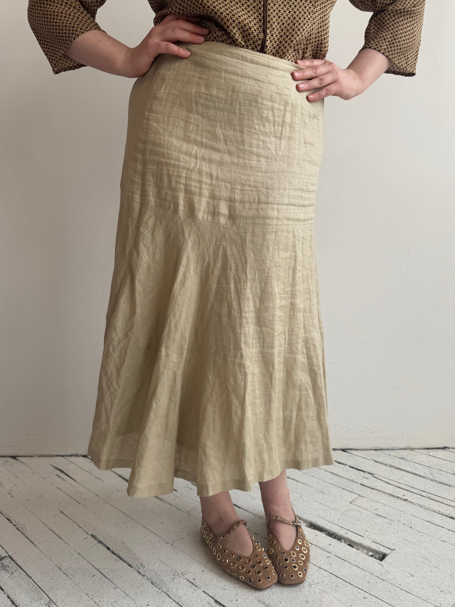 Vintage - Linen Beige Skirt (XL)