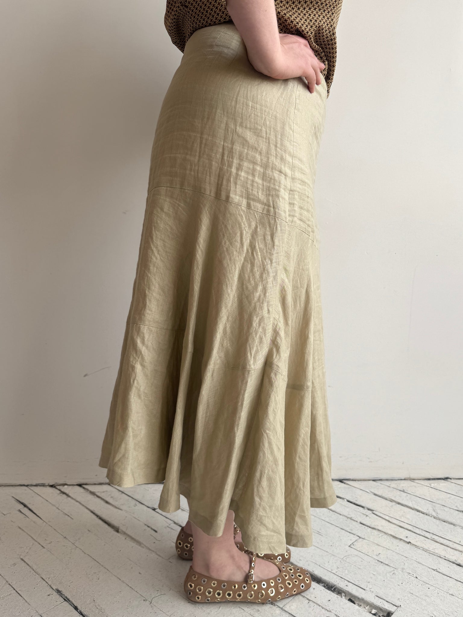 Vintage - Linen Beige Skirt (XL)