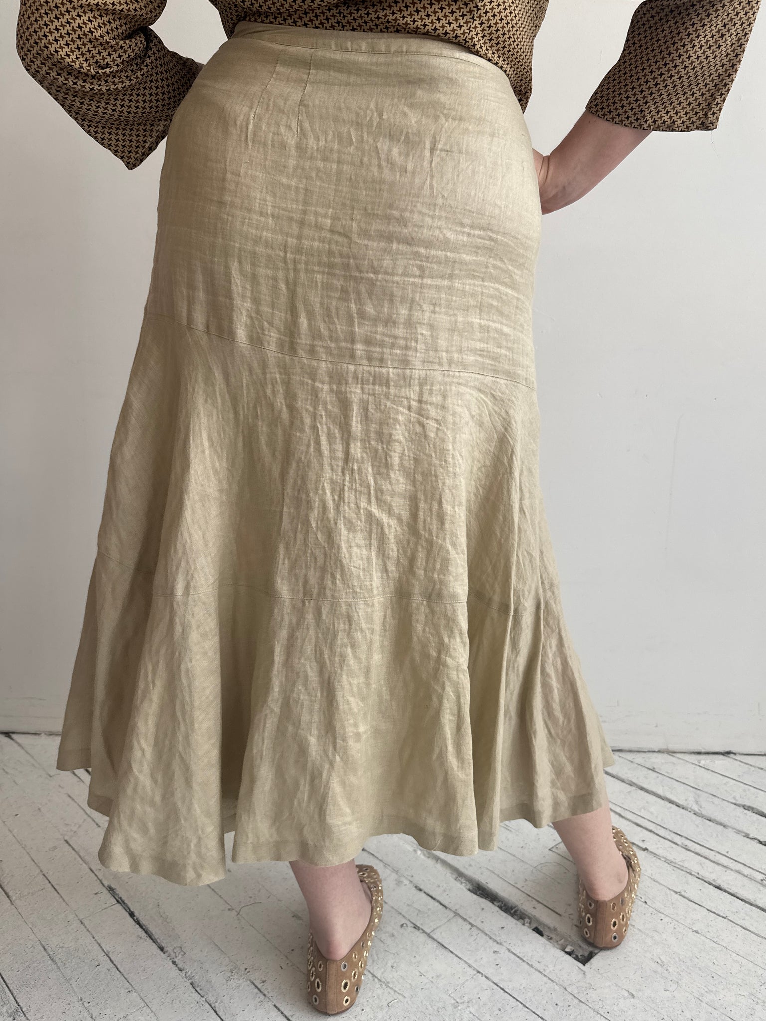 Vintage - Linen Beige Skirt (XL)