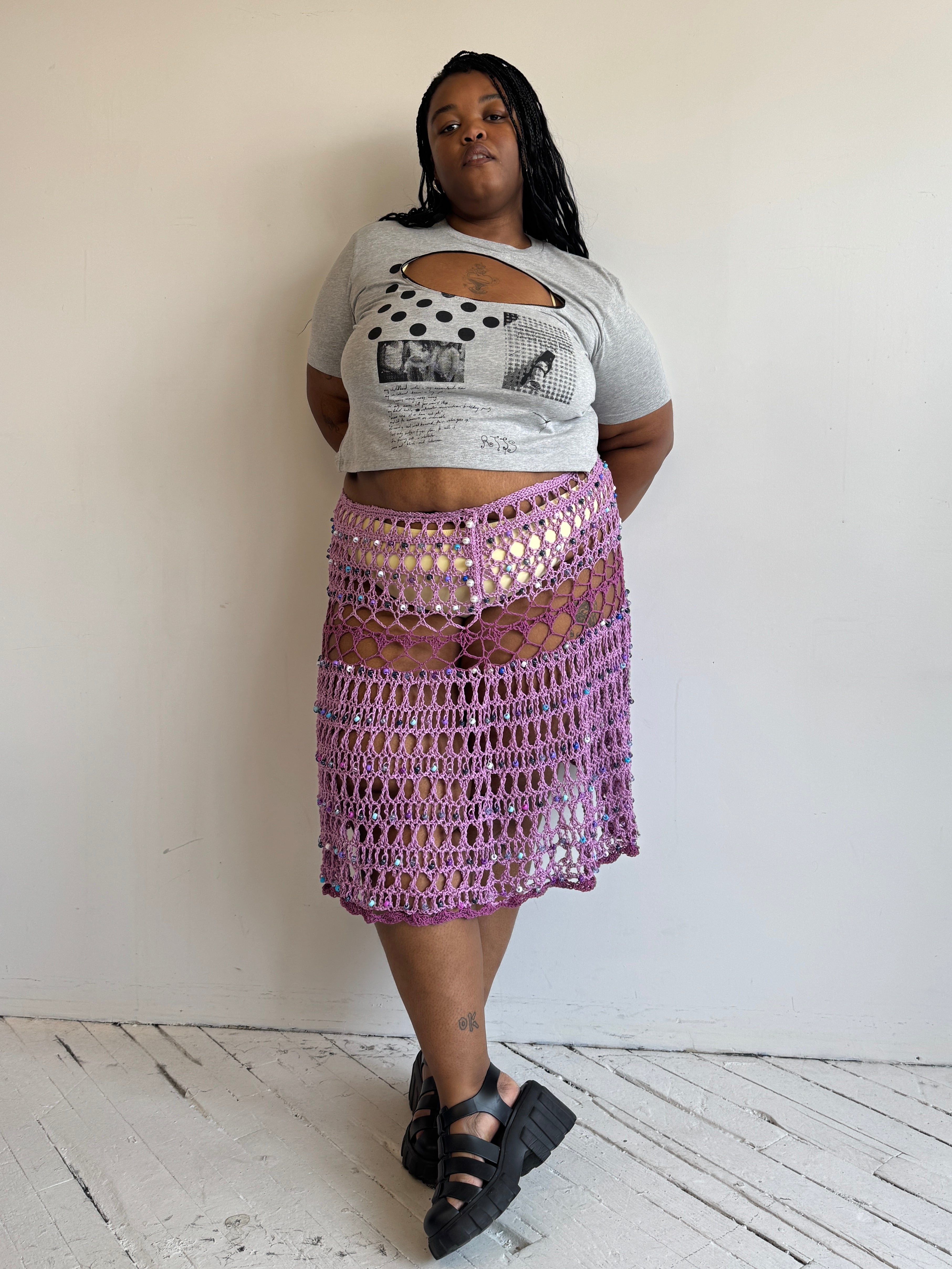 Flower Boy Ted - Purple Pearl Crochet Skirt (3X-5X)