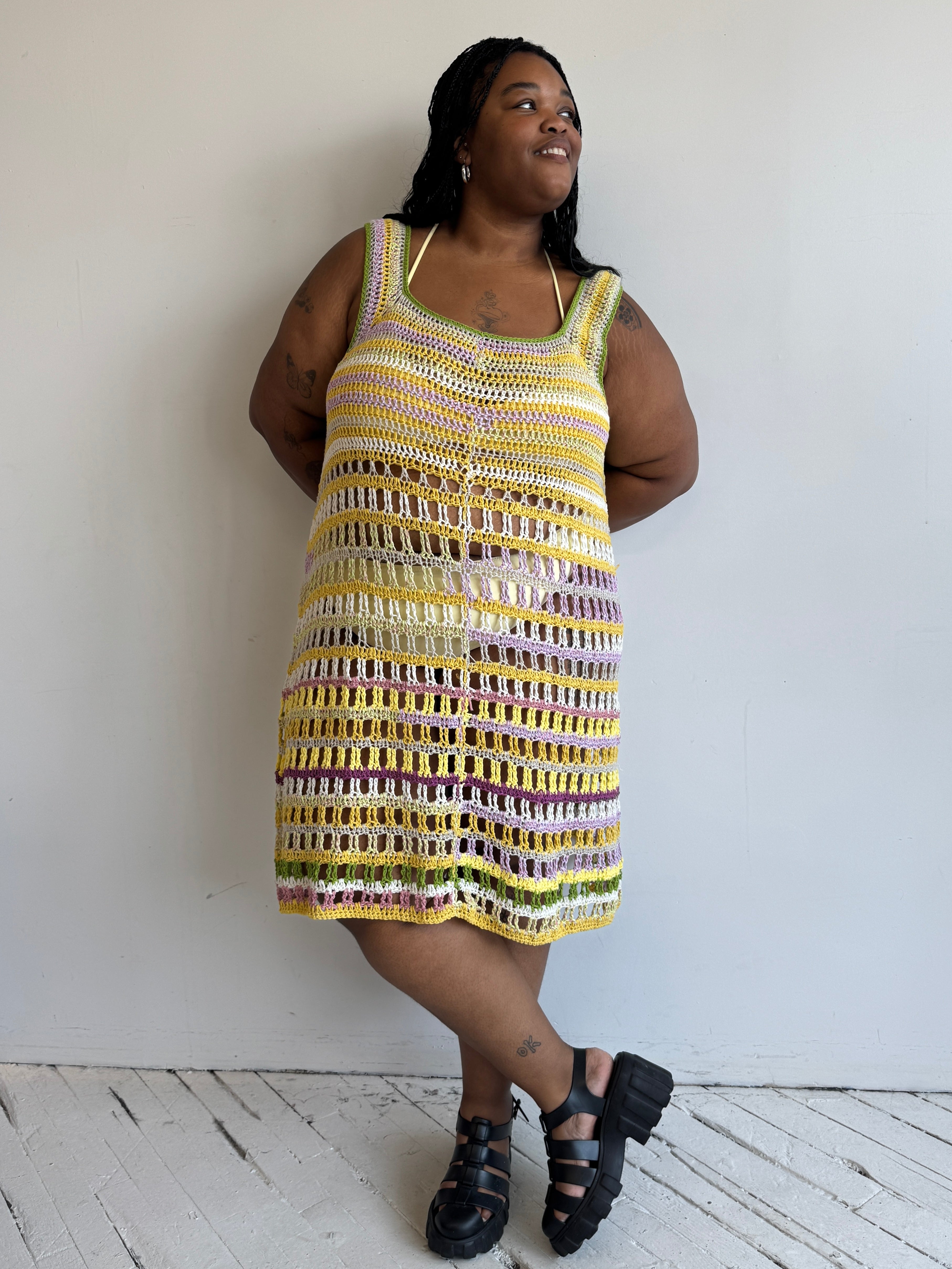 Flower Boy Ted - Yellow Crochet Dress (3X-5X)