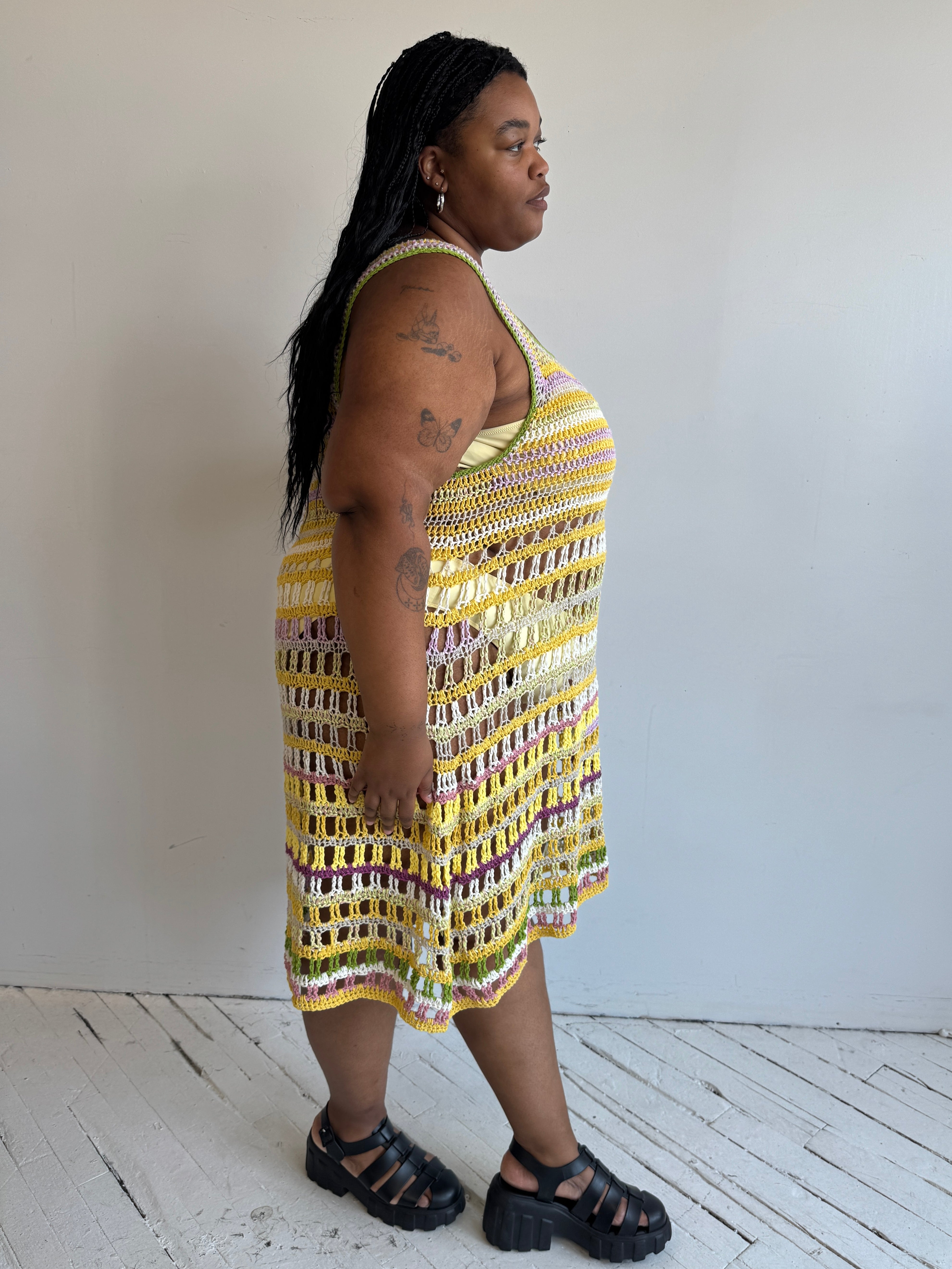 Flower Boy Ted - Yellow Crochet Dress (3X-5X)