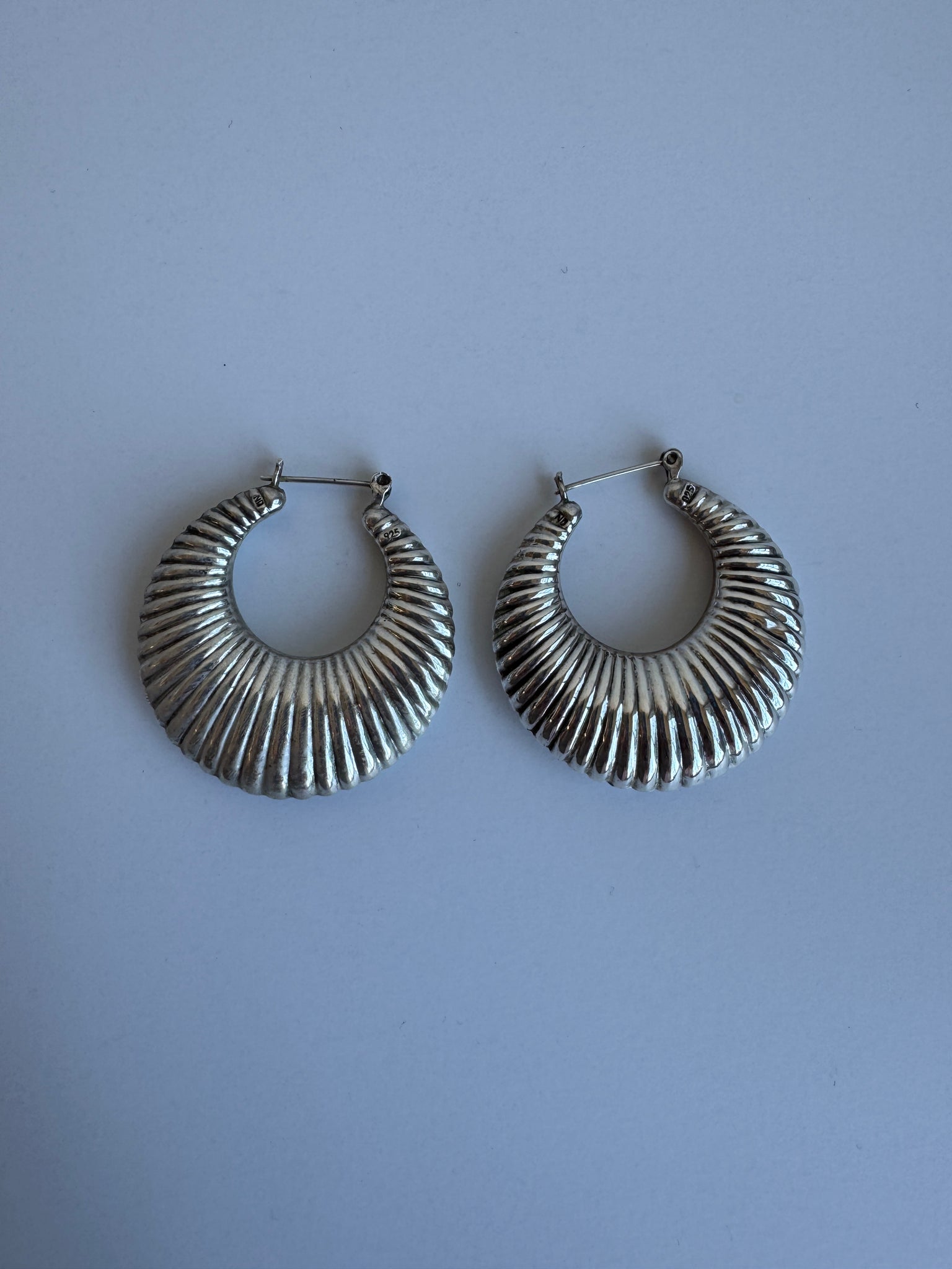 Vintage - Sterling Silver Hoop Earrings