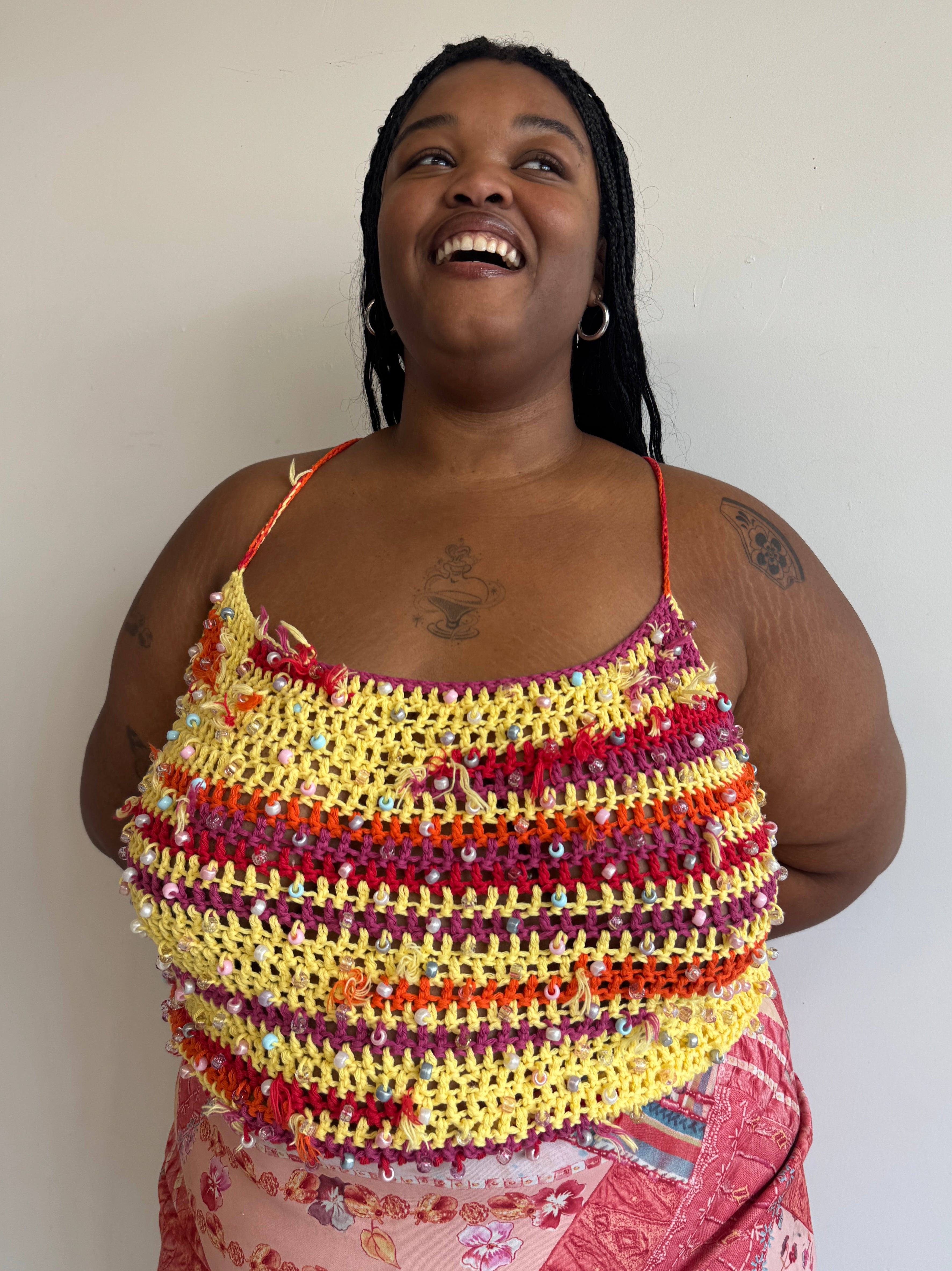 Flower Boy Ted - Sunset Beaded Crochet Top (3X-5X)
