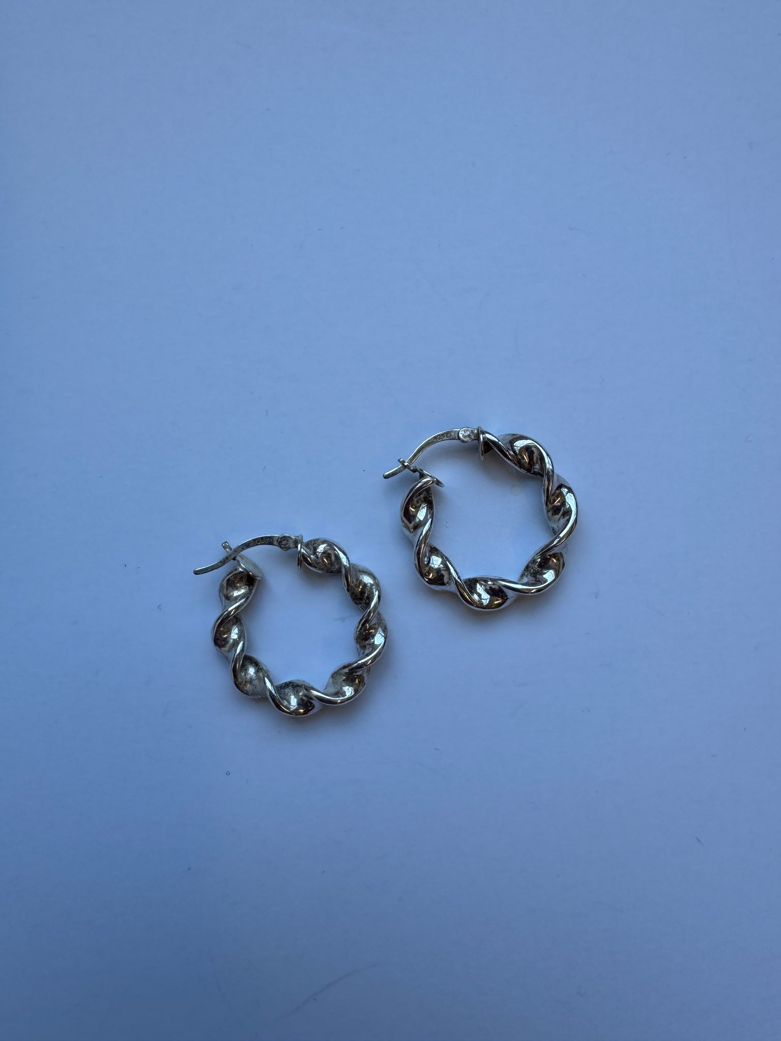 Vintage - Sterling Silver Hoop Earrings