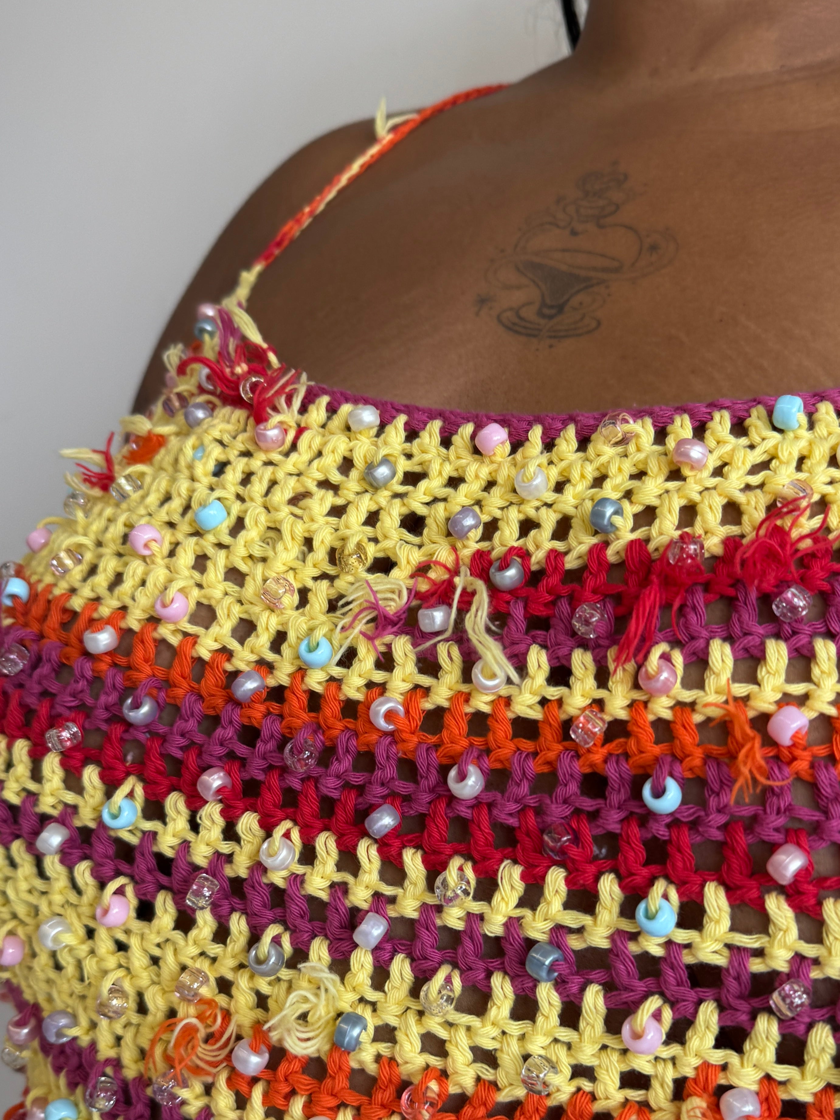 Flower Boy Ted - Sunset Beaded Crochet Top (3X-5X)