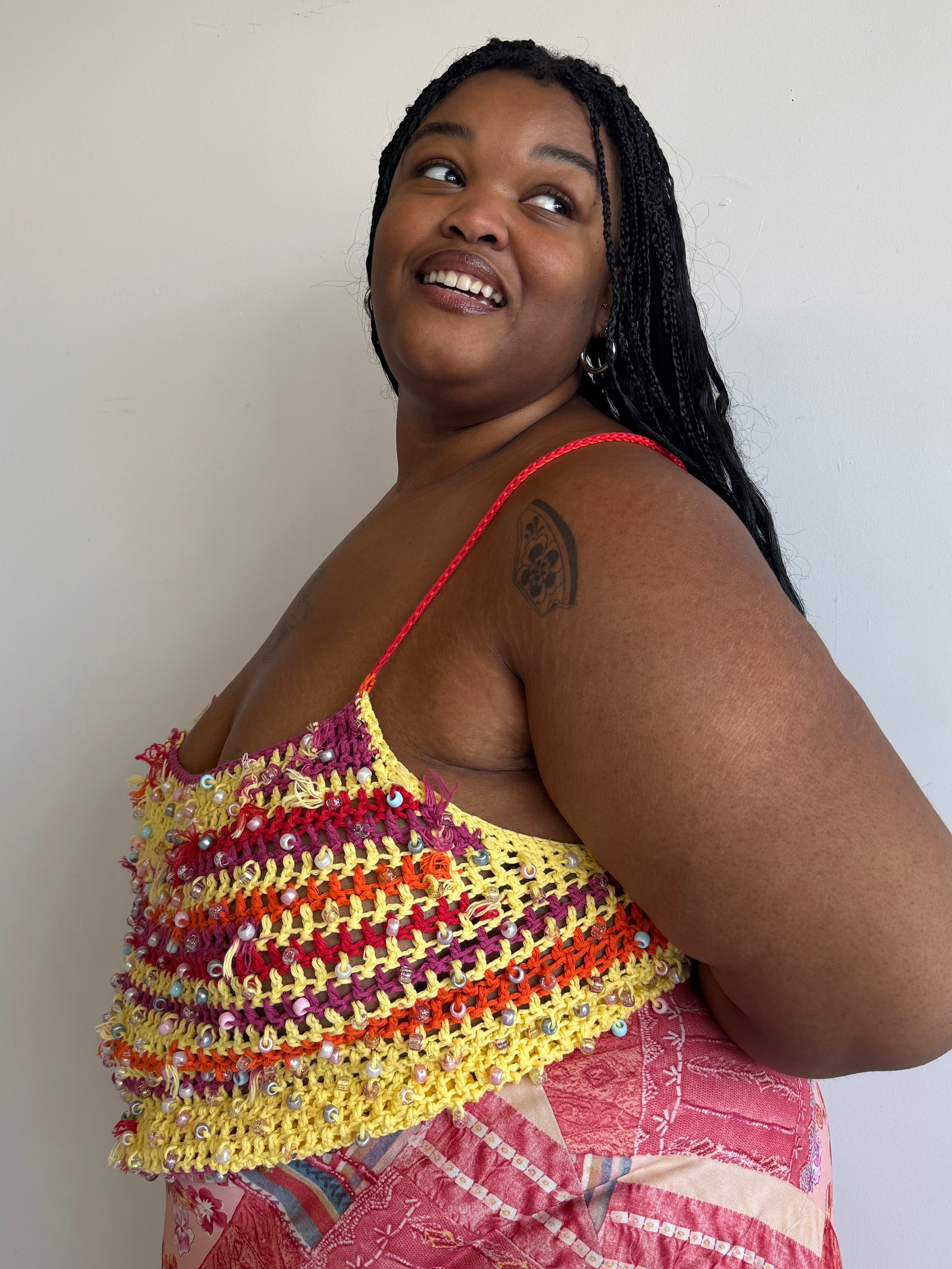 Flower Boy Ted - Sunset Beaded Crochet Top (3X-5X)