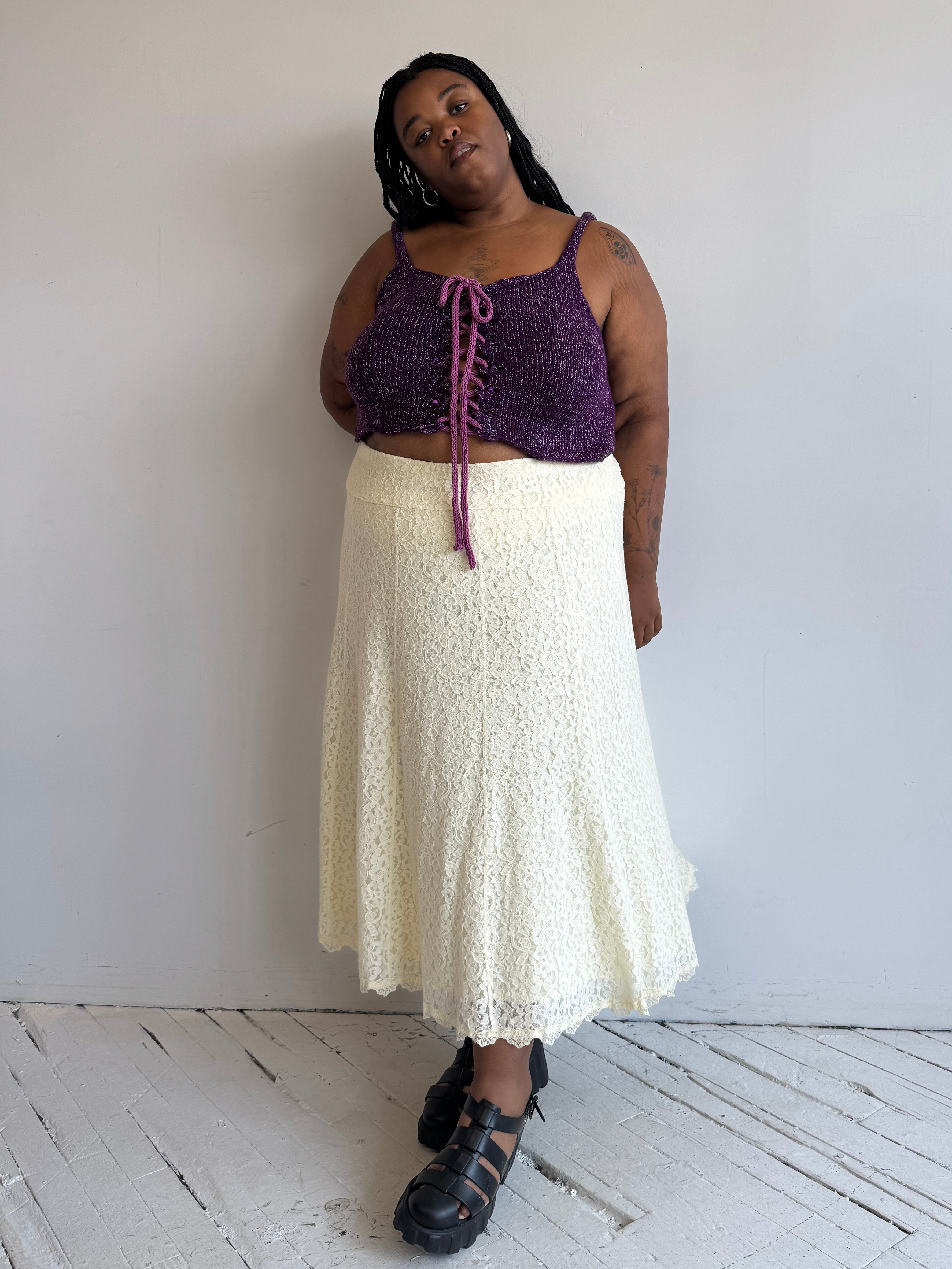 Vintage - Cream Lace Skirt (3X/4X)