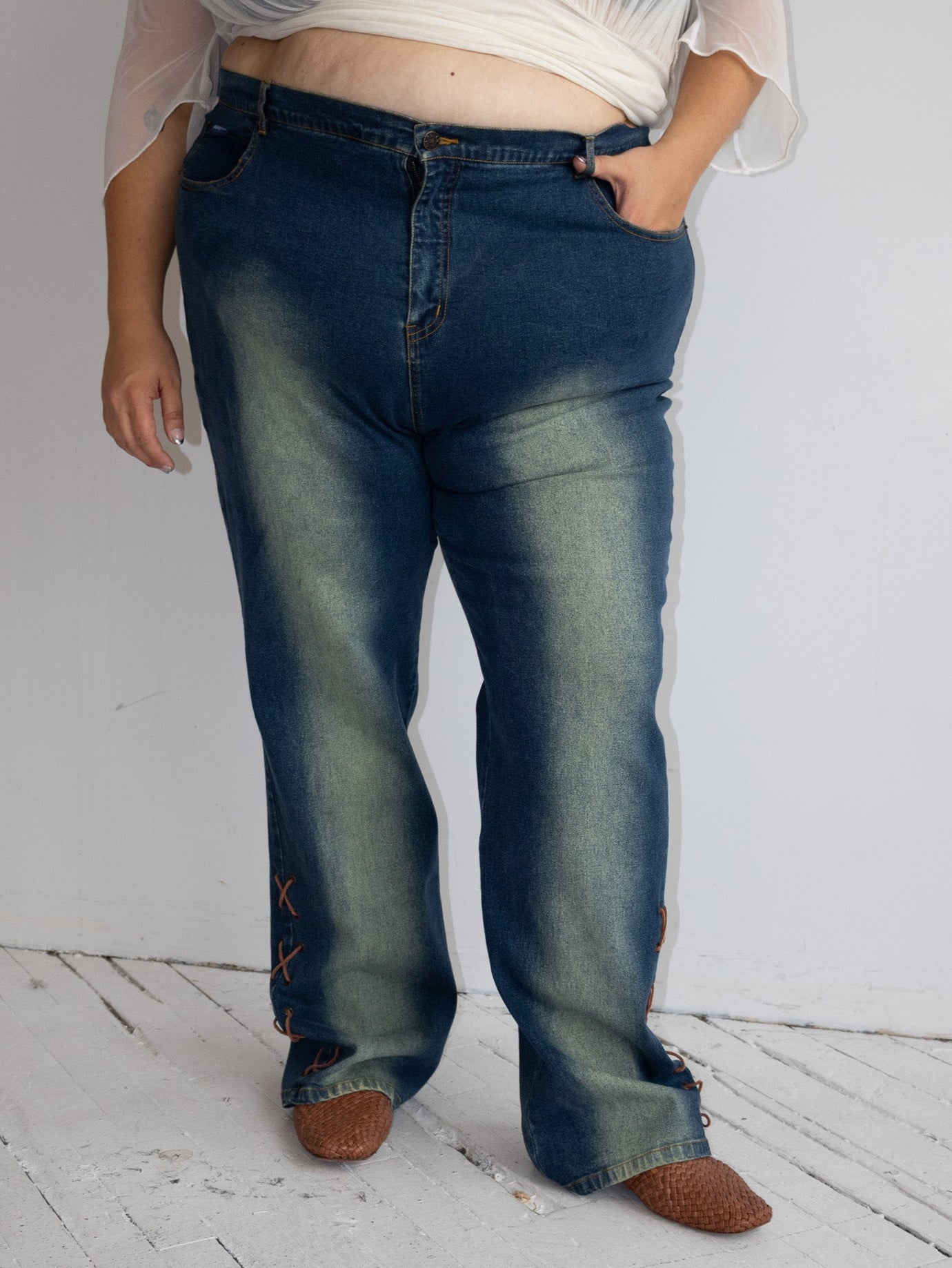 Vintage - Y2K Lace Up Jeans (3X)