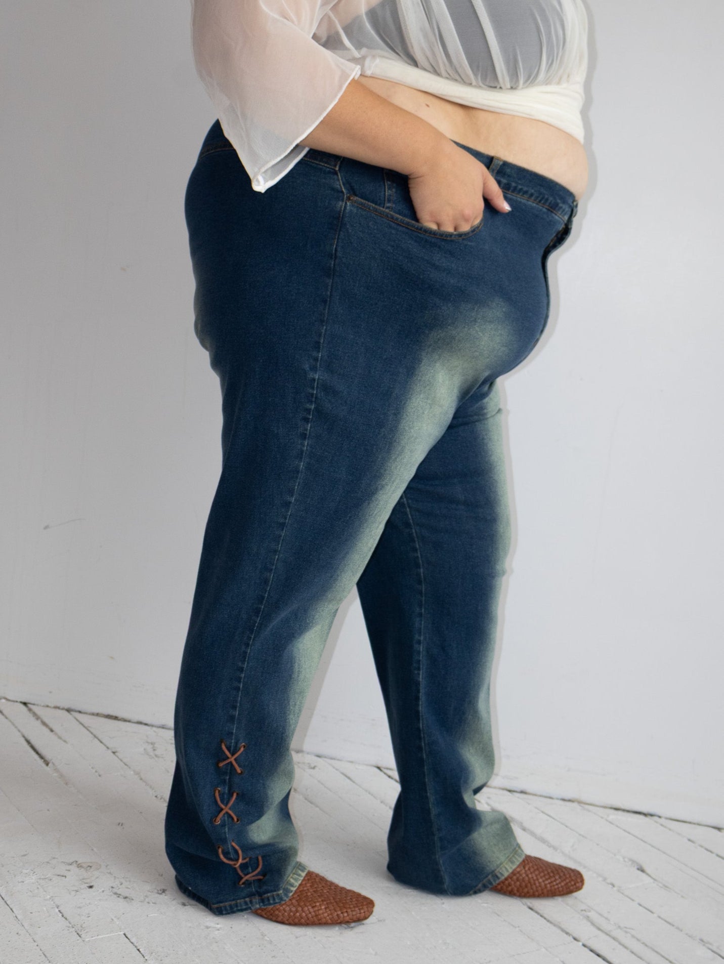 Vintage - Y2K Lace Up Jeans (3X)