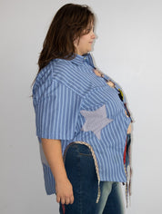 Tiberi x BRZ - Blue Cutout Shirt (3X)