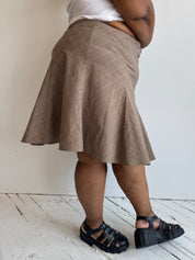 Vintage - Flared Brown Plaid Skirt (3X)