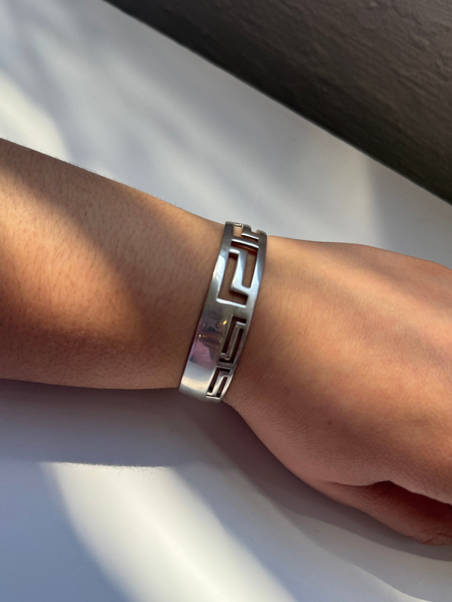 Vintage - Sterling Silver Geometric Bangle