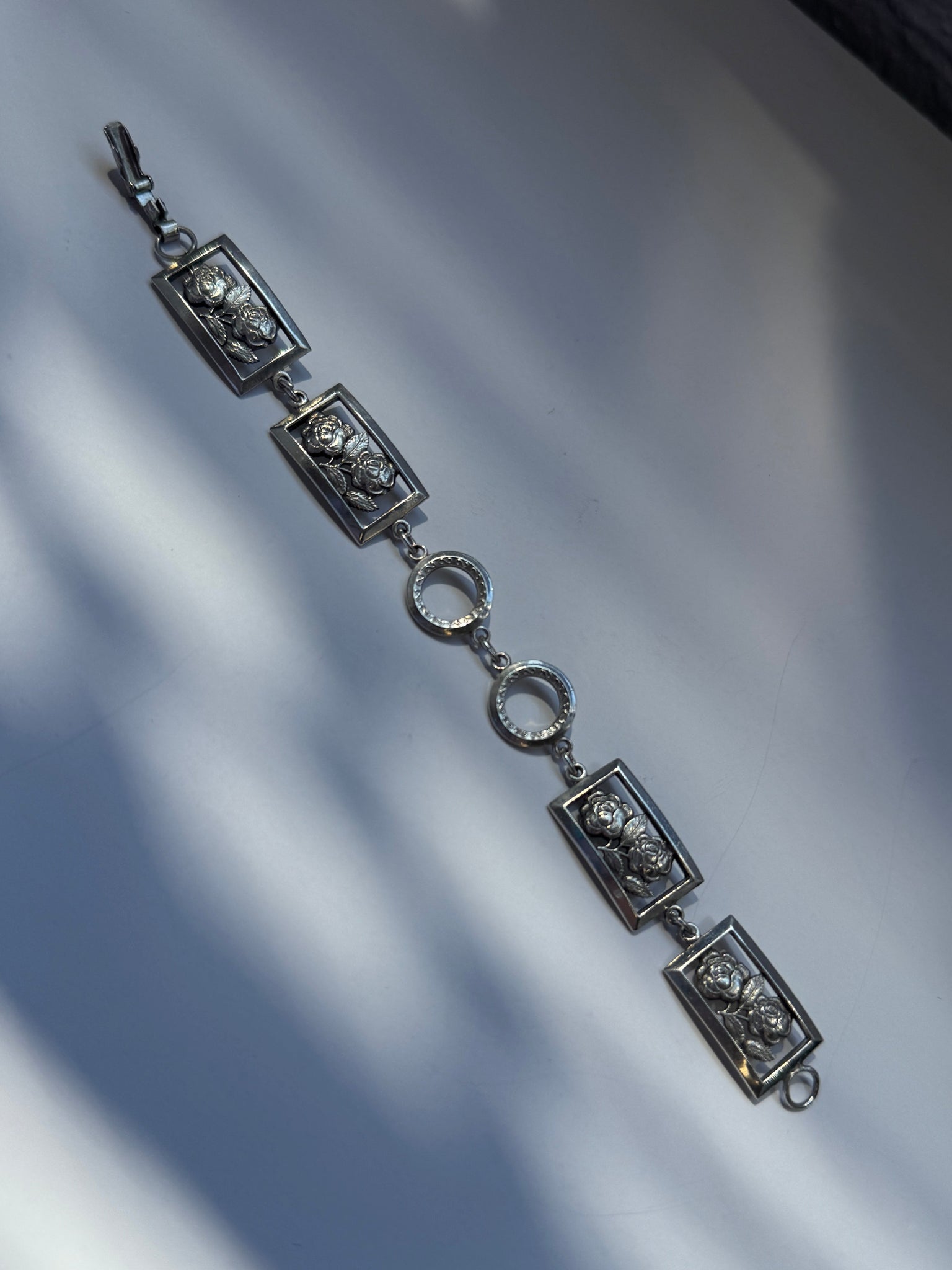 Vintage - Sterling Silver Rose Bracelet