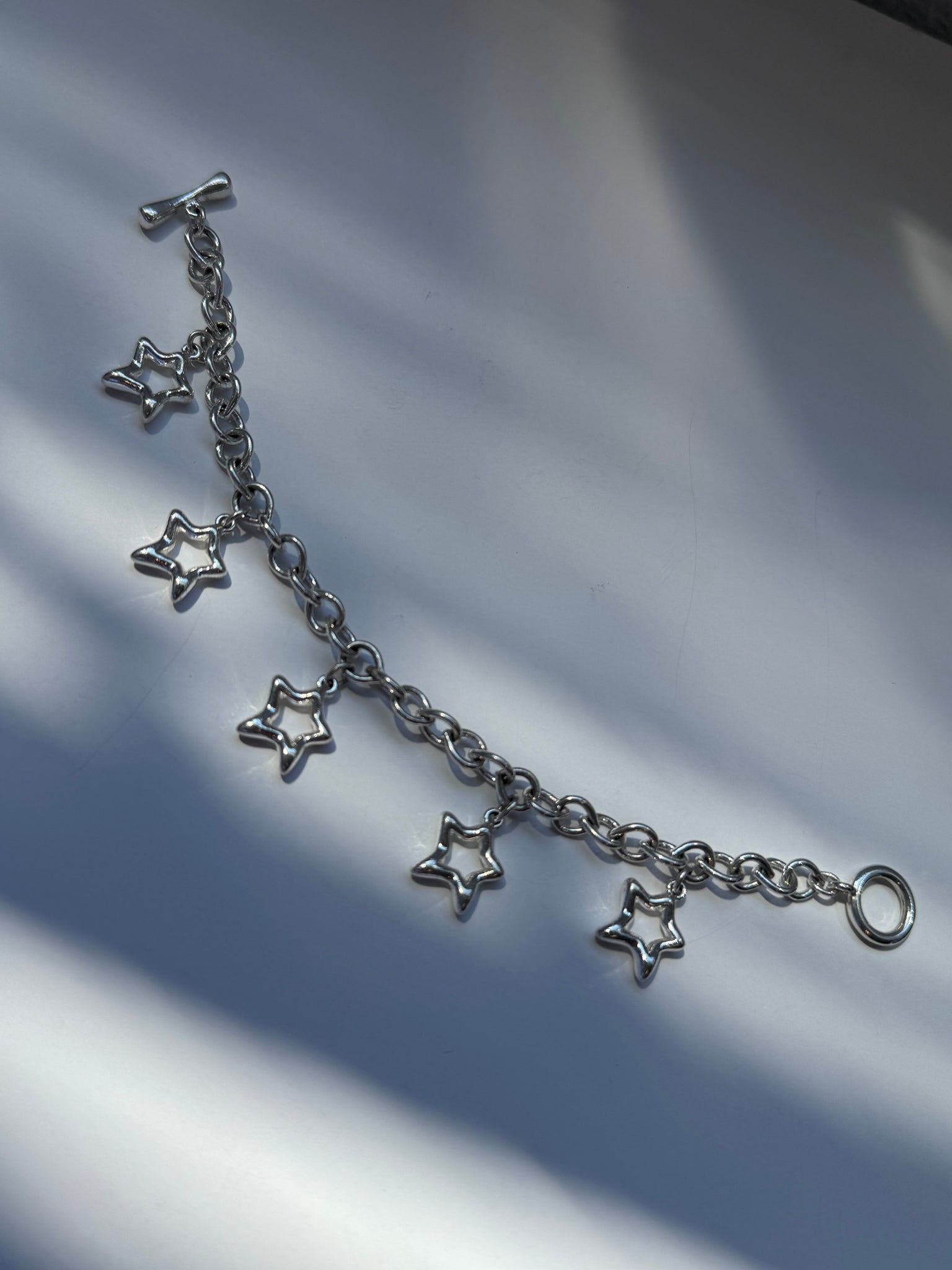 Vintage - Sterling Silver Star Charm Bracelet