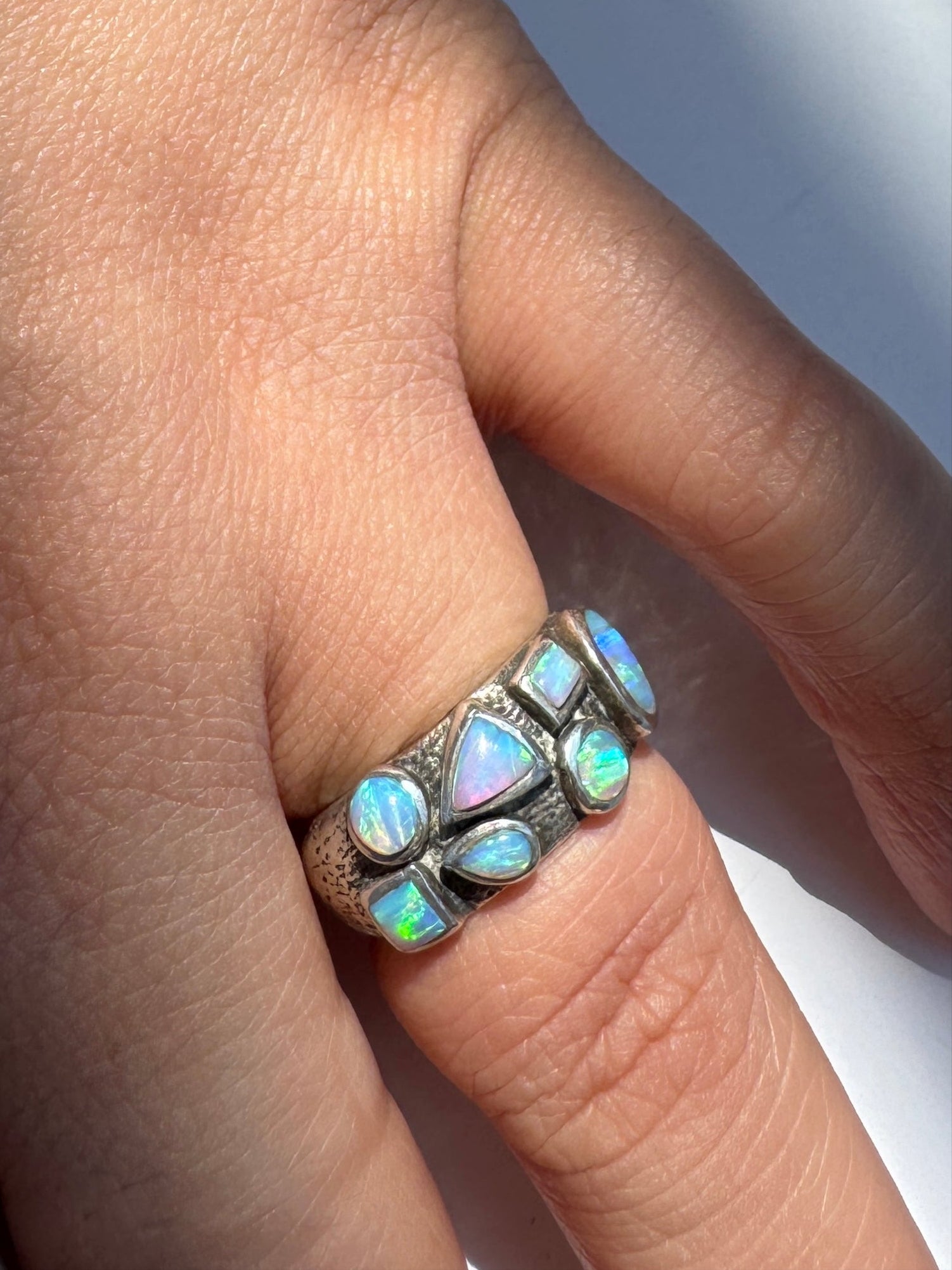 Vintage - Sterling Silver Opal Ring