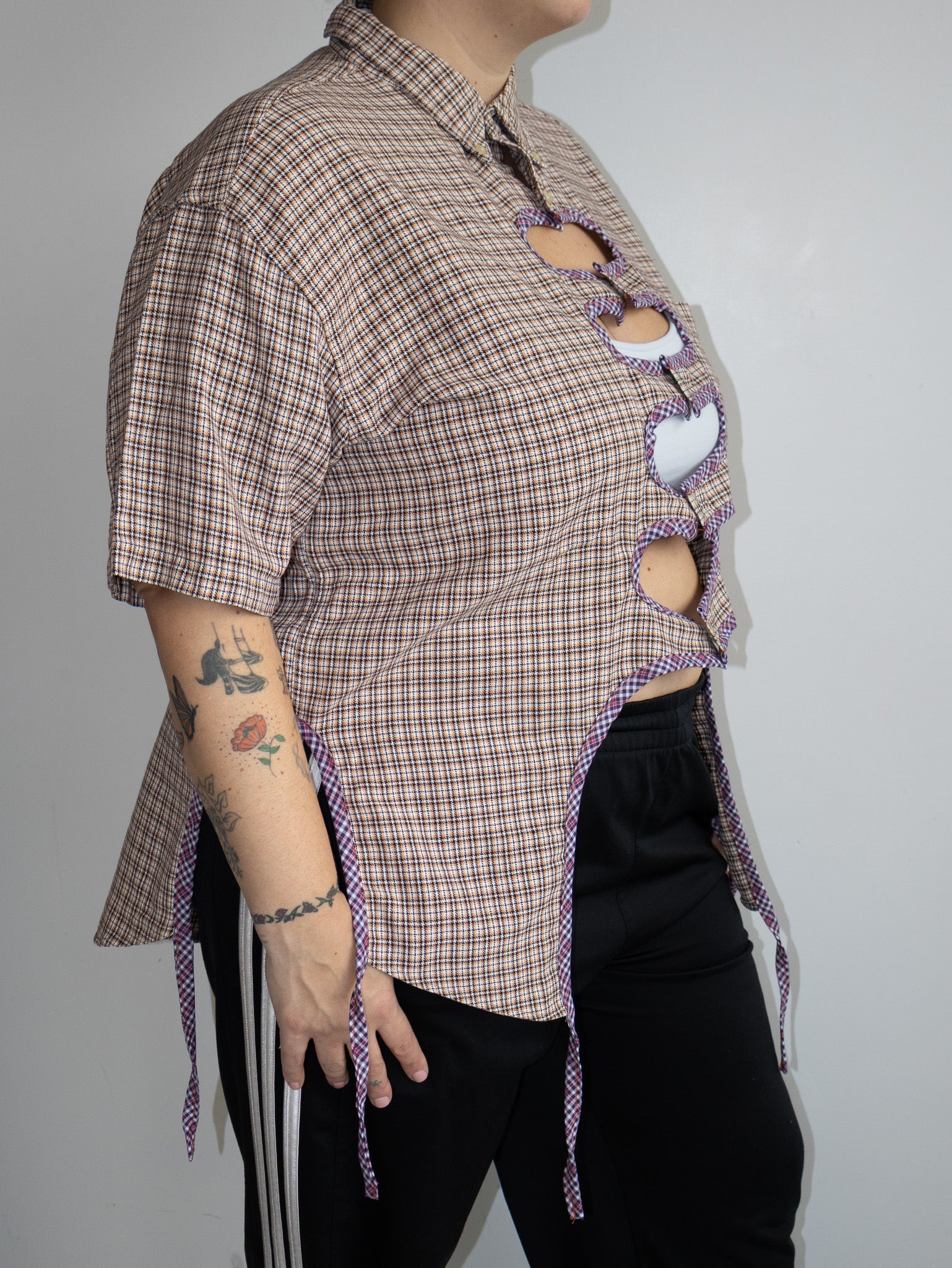 Tiberi x BRZ - Plaid Cutout Shirt (1X/2X)