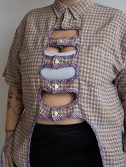 Tiberi x BRZ - Plaid Cutout Shirt (1X/2X)