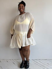 makmak - Sheer Cream Ruffle Dress (L-5X)