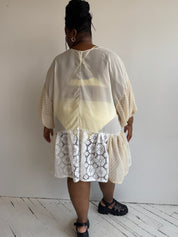 makmak - Sheer Cream Ruffle Dress (L-5X)
