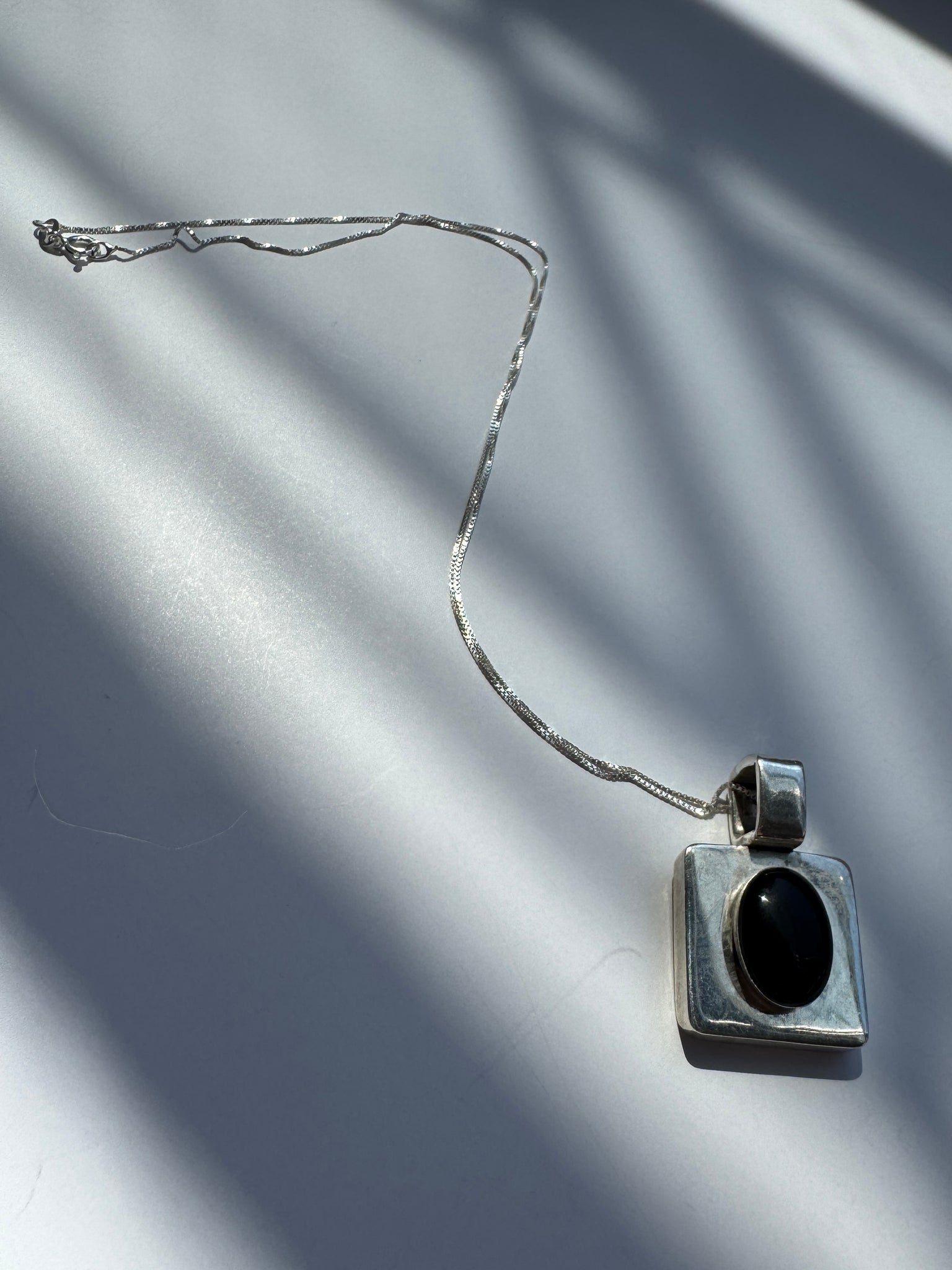 Vintage - Sterling Silver Onyx Necklace