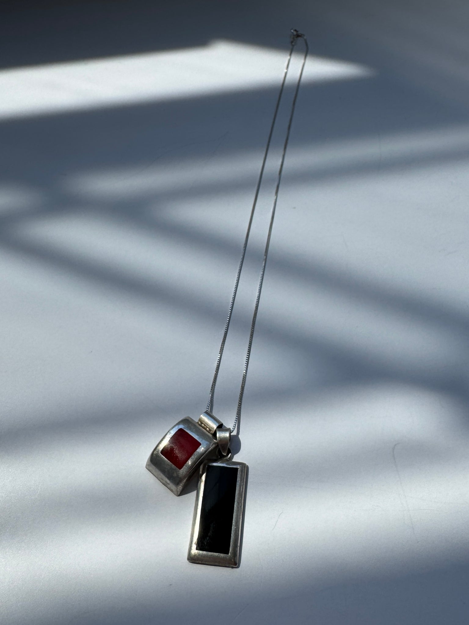 Vintage - Sterling Silver Double Pendant Necklace