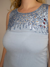 Italian Vintage - Baby Blue Silk Sequin Dress (L)