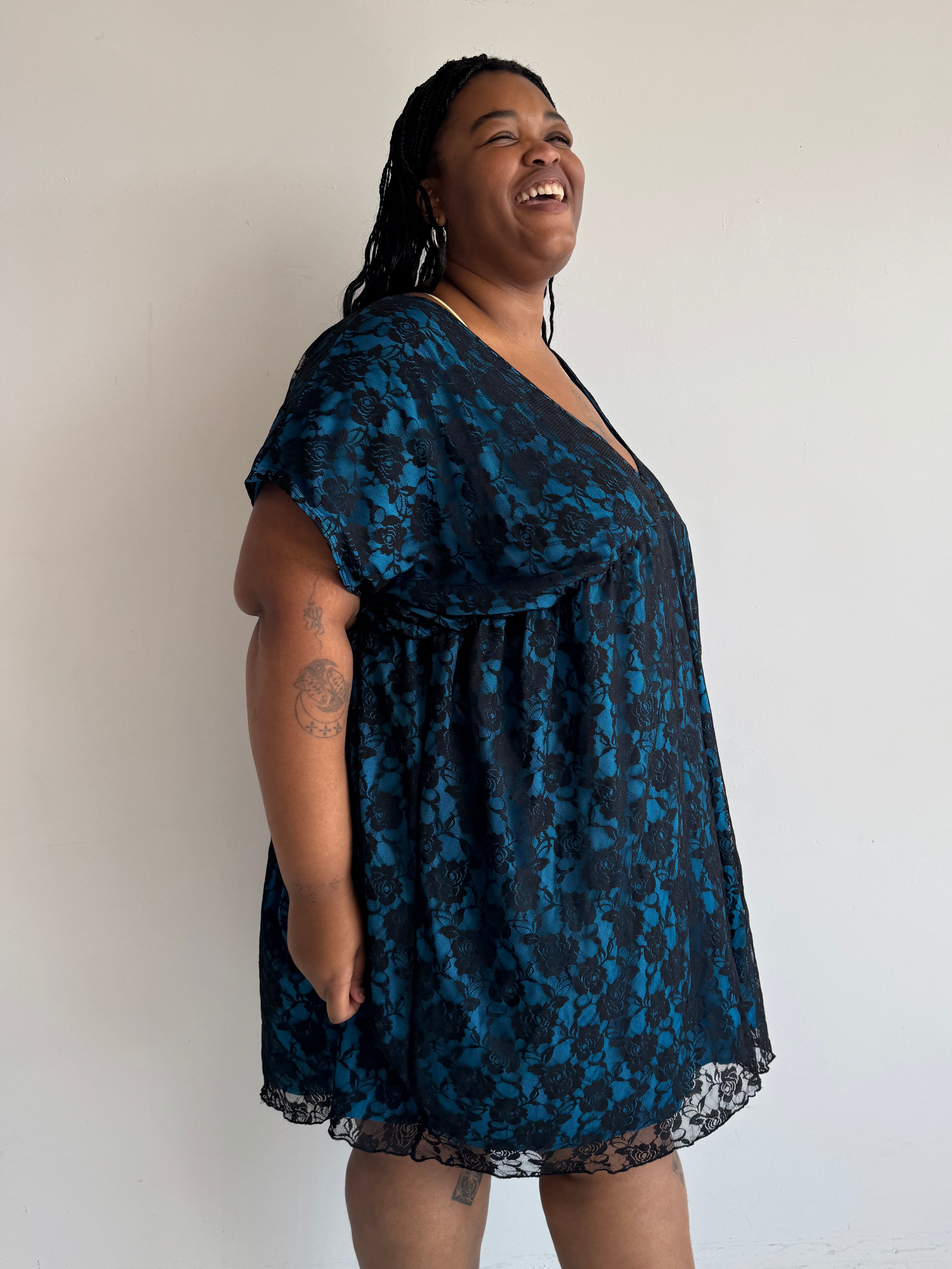 Vintage - Blue & Black Lace Dress (3X)