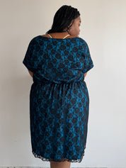 Vintage - Blue & Black Lace Dress (3X)