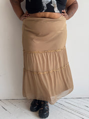 Vintage - Beige Mesh Tiered Skirt (3X)