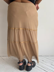 Vintage - Beige Mesh Tiered Skirt (3X)